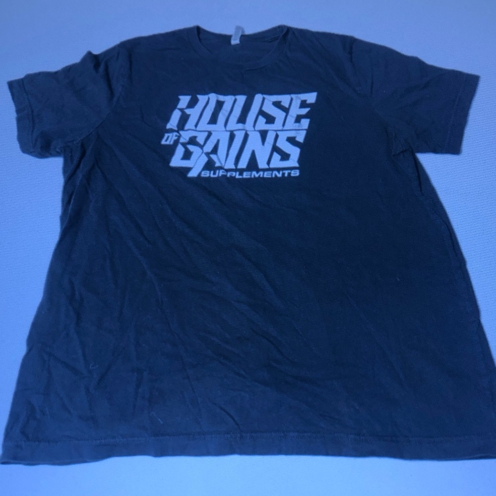 House of Gains Logo Tee - Black with White Print